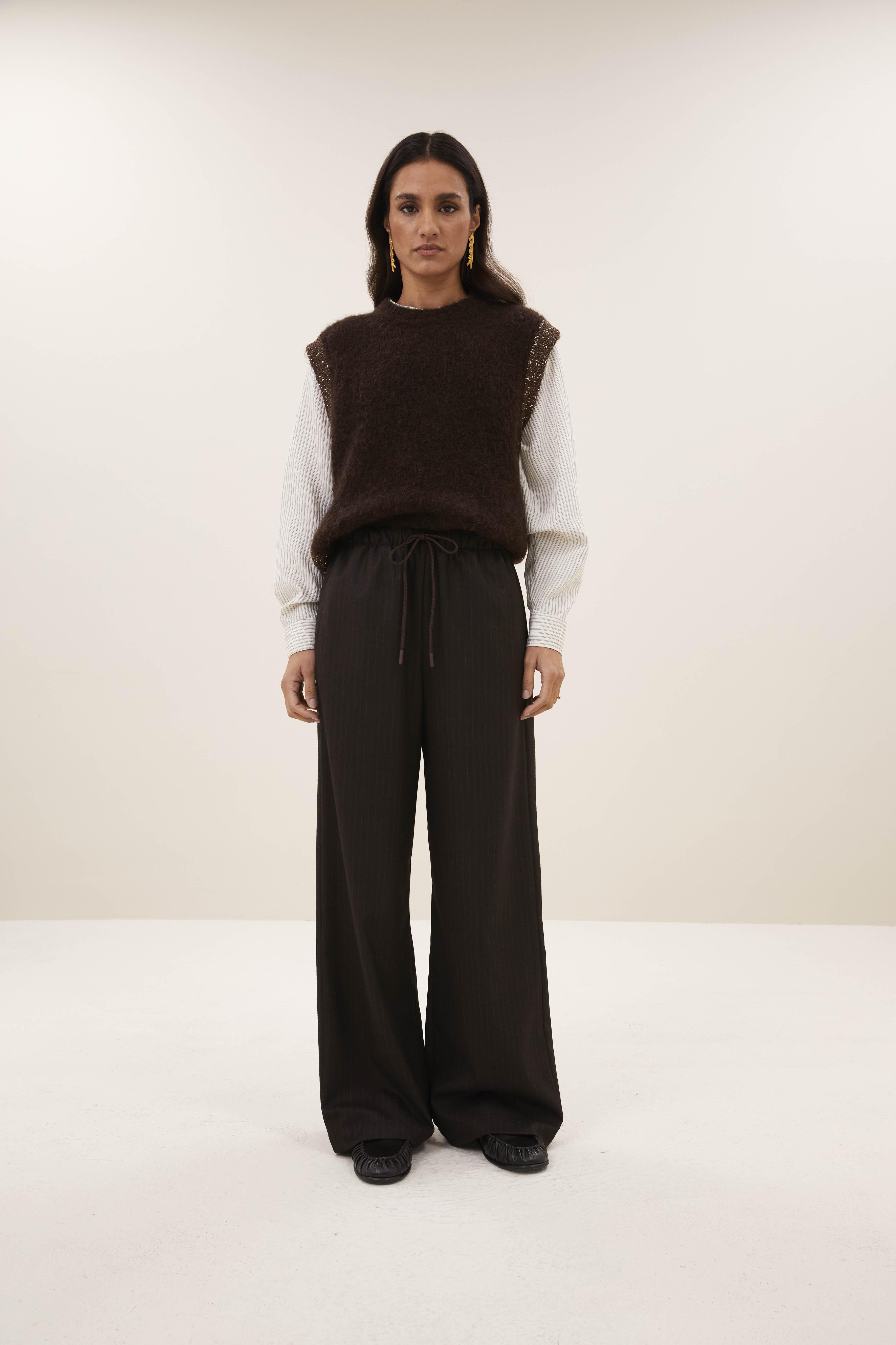 By-Bar Pelle Pinstripe Pants Damen Stoffhose Viskose braun